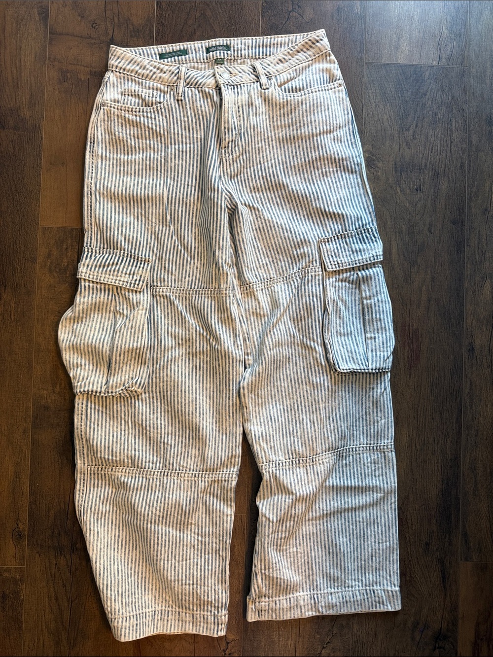 Wildflowers Beige & White Striped Cargo Pants